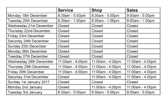 Christmas Opening Hours 2016 Website